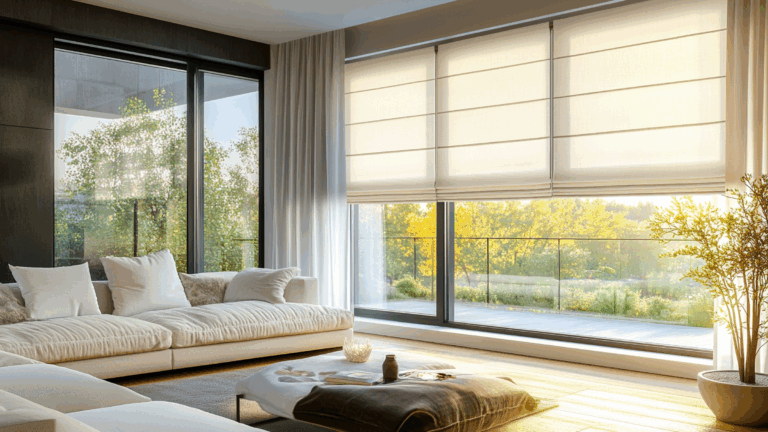 ombrage collection living room roman window shades